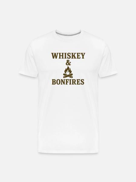 Whiskey & Bonfires Rustic Camp Graphic - Men's Premium Organic T-Shirt - white