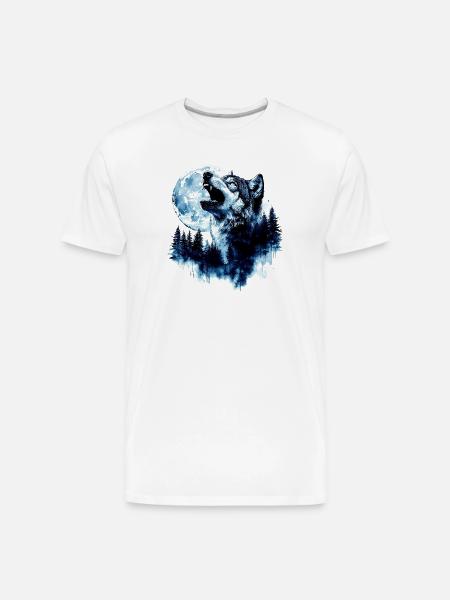Wolf Howling at the Moon - Men's Premium Organic T-Shirt - white