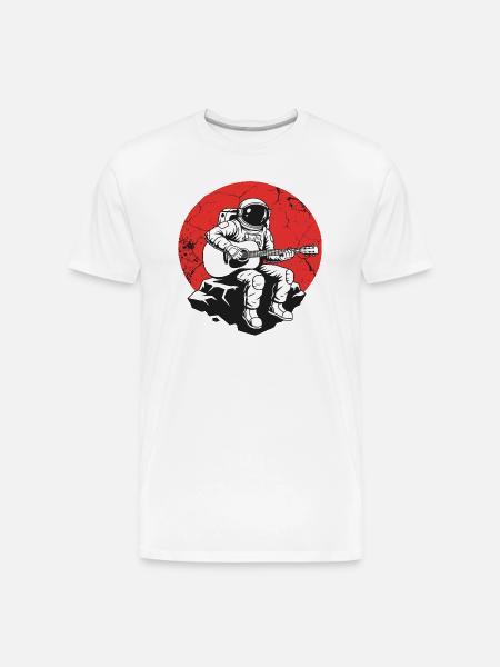 Astronaut Guitar on Red Rock - Men's Premium Organic T-Shirt - white
