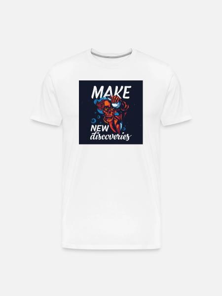 Make New Discoveries Skull Dive - Men's Premium Organic T-Shirt - white