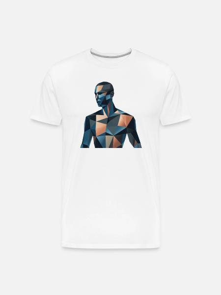 Blue Low-Poly Portrait - Men's Premium Organic T-Shirt - white