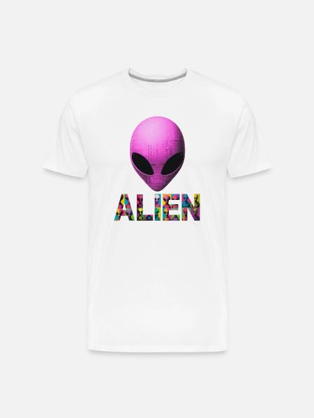 Neon Alien Word Mosaic - Men's Premium Organic T-Shirt - white