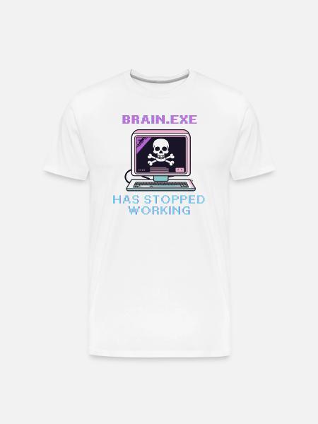 Neon Retro Skull Computer - Men's Premium Organic T-Shirt - white