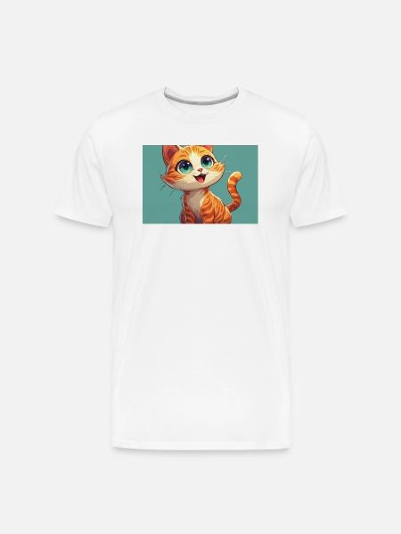 Happy Orange Tabby Kitten - Men's Premium Organic T-Shirt - white