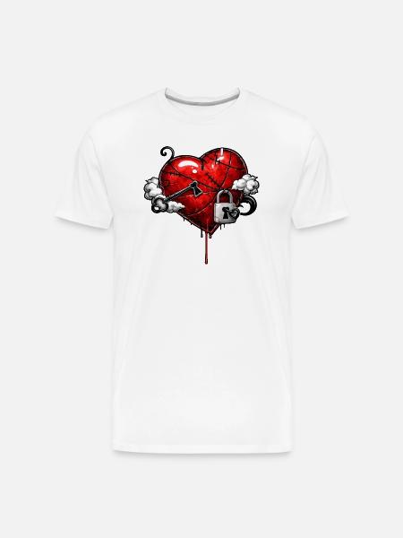 Scarred Heart with Lock - Men's Premium Organic T-Shirt - white