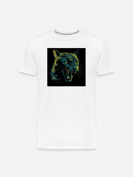 Neon Halftone Cat Roar - Men's Premium Organic T-Shirt - white