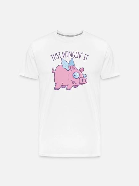 Just Wingin’ It Derpy Flying Pig - Men's Premium Organic T-Shirt - white