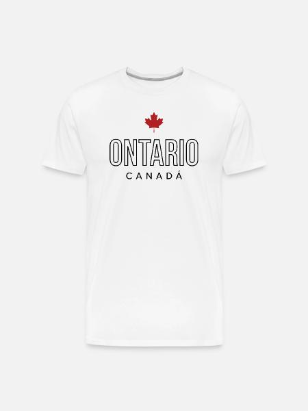 Maple Leaf Emblem on Bold Text - Men's Premium Organic T-Shirt - white