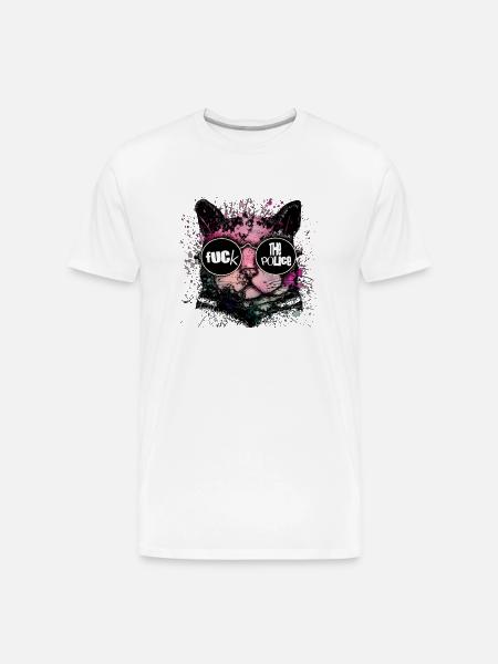 Rebel Cat Neon Splash Glasses - Men's Premium Organic T-Shirt - white