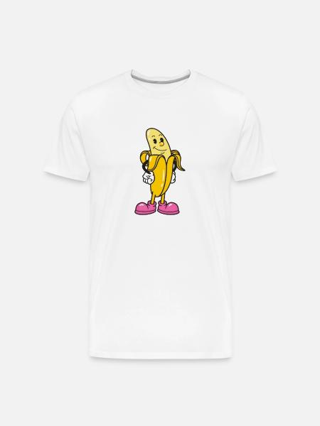 Banana Mascot in Pink Sneakers - Men's Premium Organic T-Shirt - white