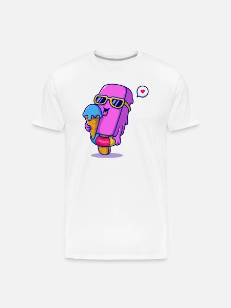 Sunny Pink Ice Pop Mascot - Men's Premium Organic T-Shirt - white