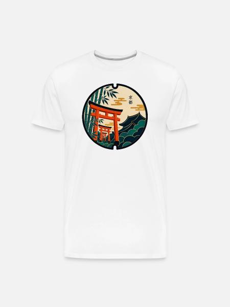 Kyoto Manhole Art - Men's Premium Organic T-Shirt - white