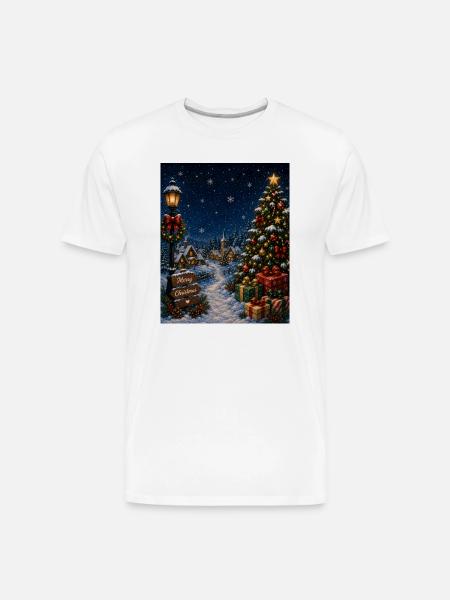 Snowlit Christmas Village - Men's Premium Organic T-Shirt - white