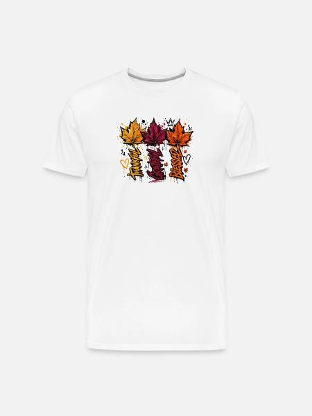 Autumn Graffiti Leaves - Men's Premium Organic T-Shirt - white