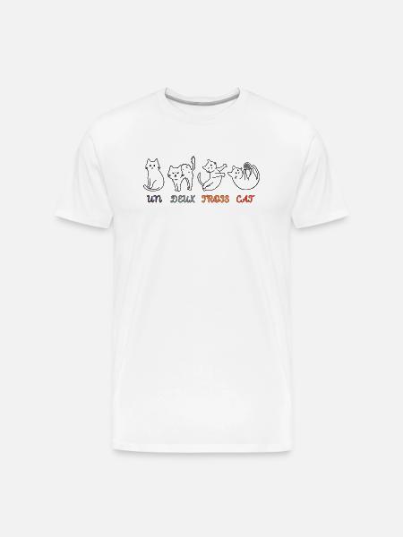 Un Deux Trois Cat - Men's Premium Organic T-Shirt - white