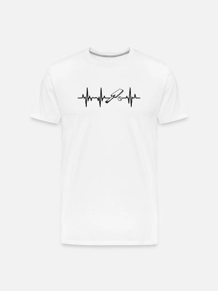 Cricket ECG Heartline - Men's Premium Organic T-Shirt - white