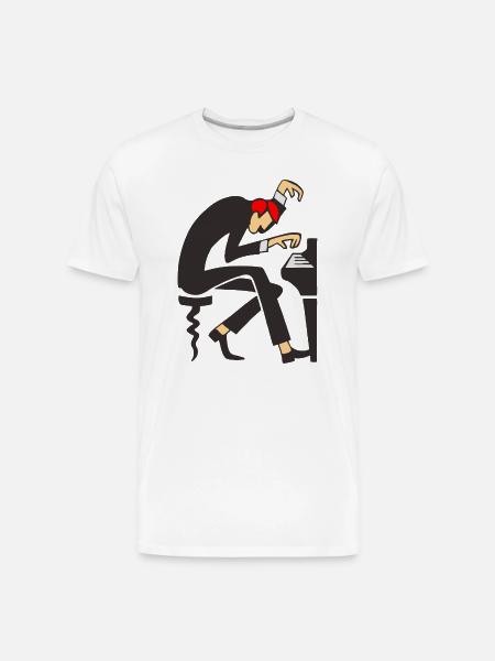 Piano Maestro Dizzy Pose - Men's Premium Organic T-Shirt - white