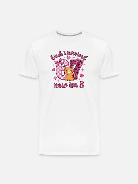 8th Birthday Kitty Survived 6 - Men's Premium Organic T-Shirt - white