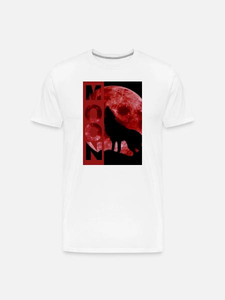 Moonlit Wolf Howl Silhouette - Men's Premium Organic T-Shirt - white
