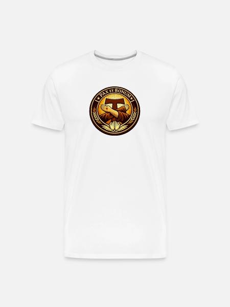 Franciscan Pax Et Bonum Emblem Tee - Men's Premium Organic T-Shirt - white