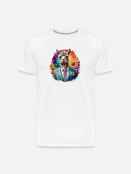 Alpaca in suit - Men's Premium Organic T-Shirt - white