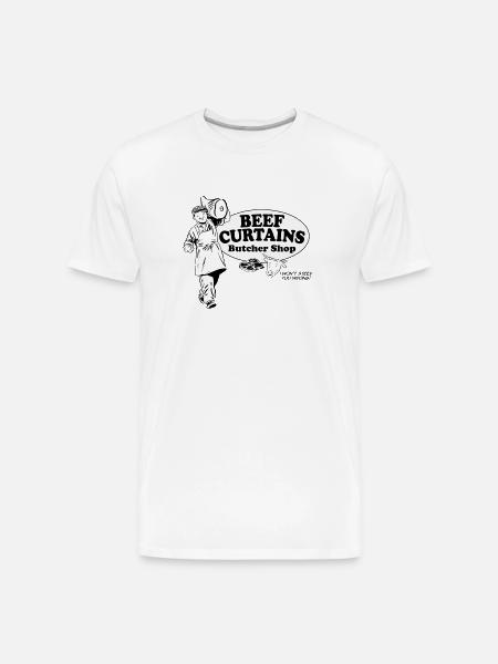 Beef Curtains Butcher Shop - Men's Premium Organic T-Shirt - white