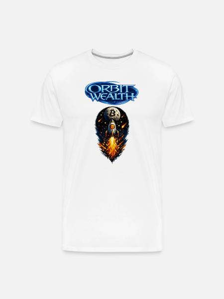 Orbit Wealth Bitcoin Rocket - Men's Premium Organic T-Shirt - white