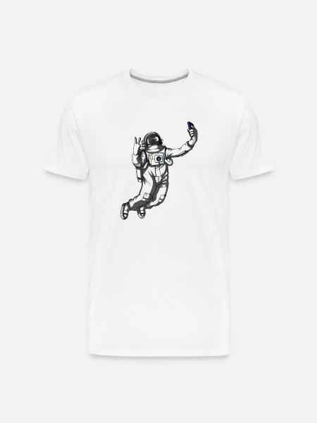 Space Astronaut Selfie - Men's Premium Organic T-Shirt - white