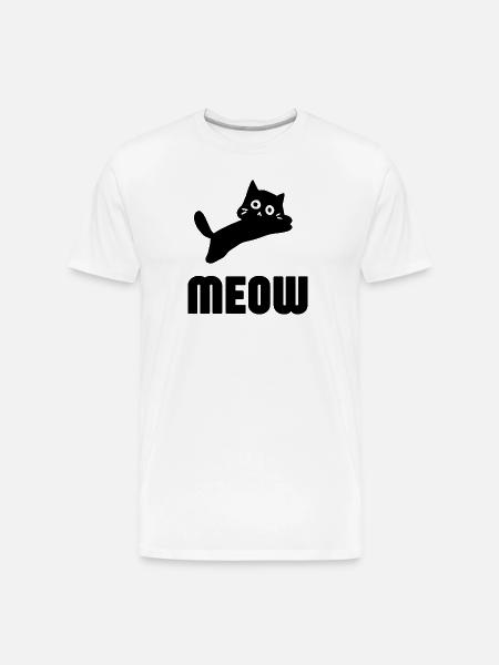 Whimsical Cat Face Illustration - Men's Premium Organic T-Shirt - white