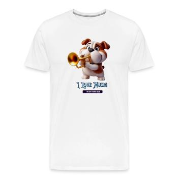 dog playing trumpet - Men's Premium Organic T-Shirt - white - Front - AI Model Male 185 light (185cm)