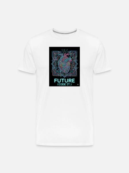 Future Code Heart Neon Circuit - Men's Premium Organic T-Shirt - white