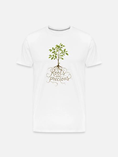 "Roots Are Precious" Tree Design - Men's Premium Organic T-Shirt - white