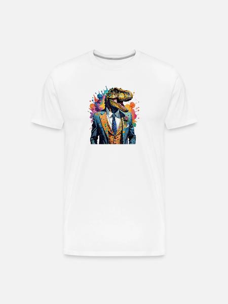 Dinosaur in suit - Men's Premium Organic T-Shirt - white