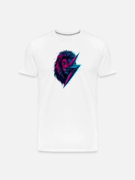 Glitched lion thunderbolt mix - Men's Premium Organic T-Shirt - white