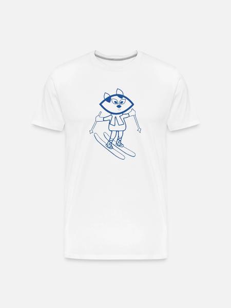 Blue cat skiing - Men's Premium Organic T-Shirt - white