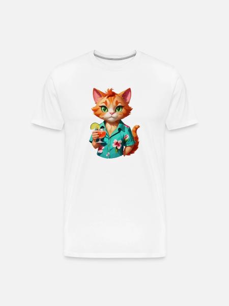 Hawaiian Casino Cat - Men's Premium Organic T-Shirt - white