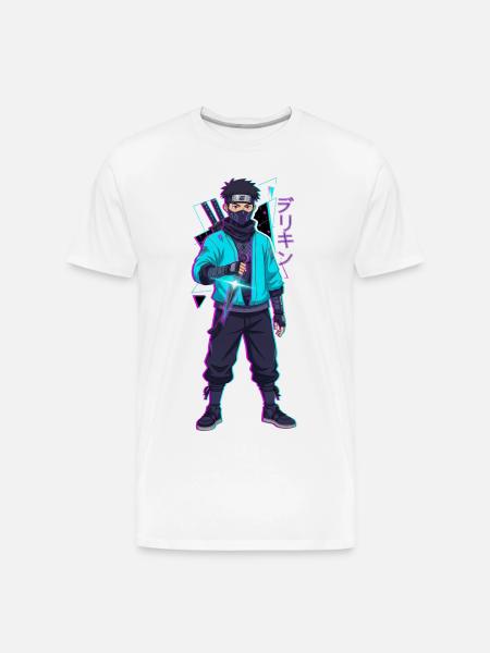 Neon Shinobi Cyan - Men's Premium Organic T-Shirt - white