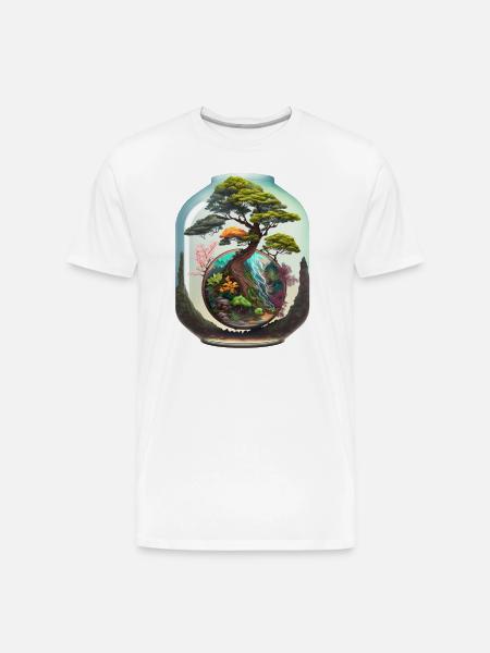 Bonsai Tree Terrarium - Men's Premium Organic T-Shirt - white