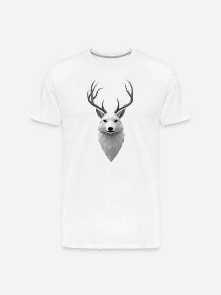 Geometric Winter Elk Illustration - Men's Premium Organic T-Shirt - white
