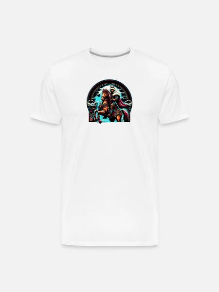 Warrior Horseman Art - Men's Premium Organic T-Shirt - white