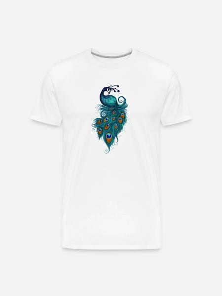 Peacock - Men's Premium Organic T-Shirt - white
