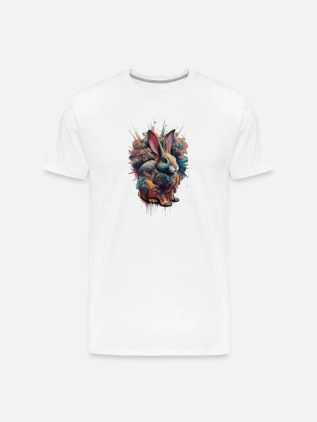 Neon Splash Rabbit - Men's Premium Organic T-Shirt - white