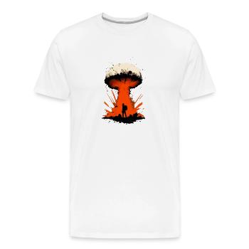 Nuclear Explosion Mushroom Cloud War Soldiers - Men's Premium Organic T-Shirt - white - Front - AI Model Male 185 light (185cm)