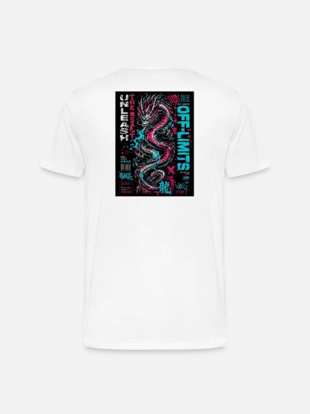 Neon Dragon Chaos Print - Men's Premium Organic T-Shirt - white