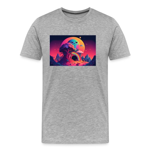 Sleepy Moon Over Forest Rainbow Portal - Men's Premium Organic T-Shirt