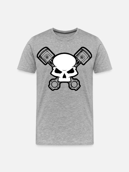 Skull and Pistons - Men's Premium Organic T-Shirt - heather gray