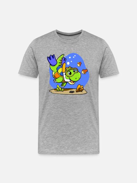 Scuba Dino - Men's Premium Organic T-Shirt - heather gray