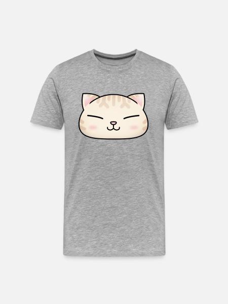 Cute Cream Cat Face - Men's Premium Organic T-Shirt - heather gray