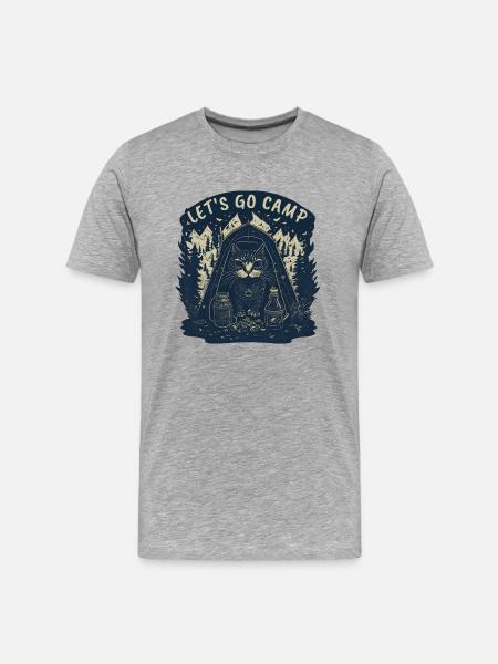 Cat Let's Go Camp - Men's Premium Organic T-Shirt - heather gray