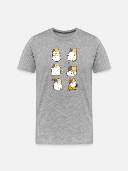 Chubby Calico Cat Expressions - Men's Premium Organic T-Shirt - heather gray